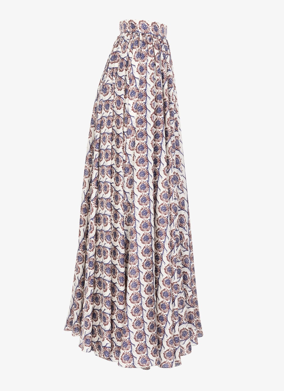 Wide printed habotai silk skirt  ALAÏA WHITE/BROWN WIDE PRINTED HABOTAI SILK SKIRT